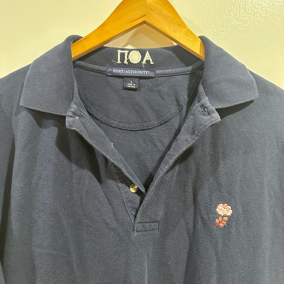 Greek Embroidered Navy Polo - Picture 2 of 4